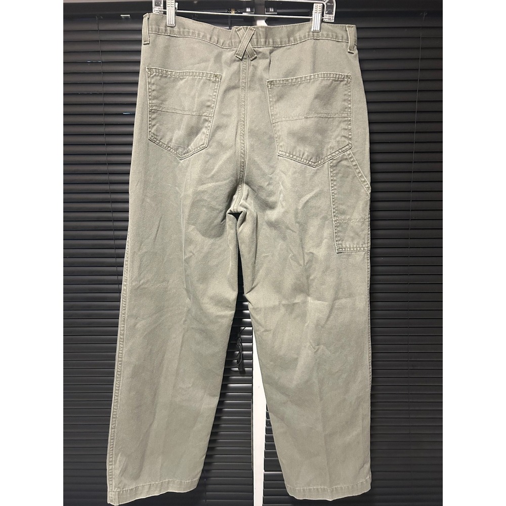 Chaps Ralph Lauren Carpenter Pants Mens 36x32 Olive Green Cotton Canvas Workwear